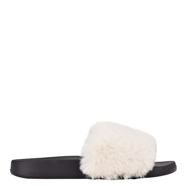 Nine West Stayhome Cozy Flat White Slippers | South Africa 91V00-9Q37